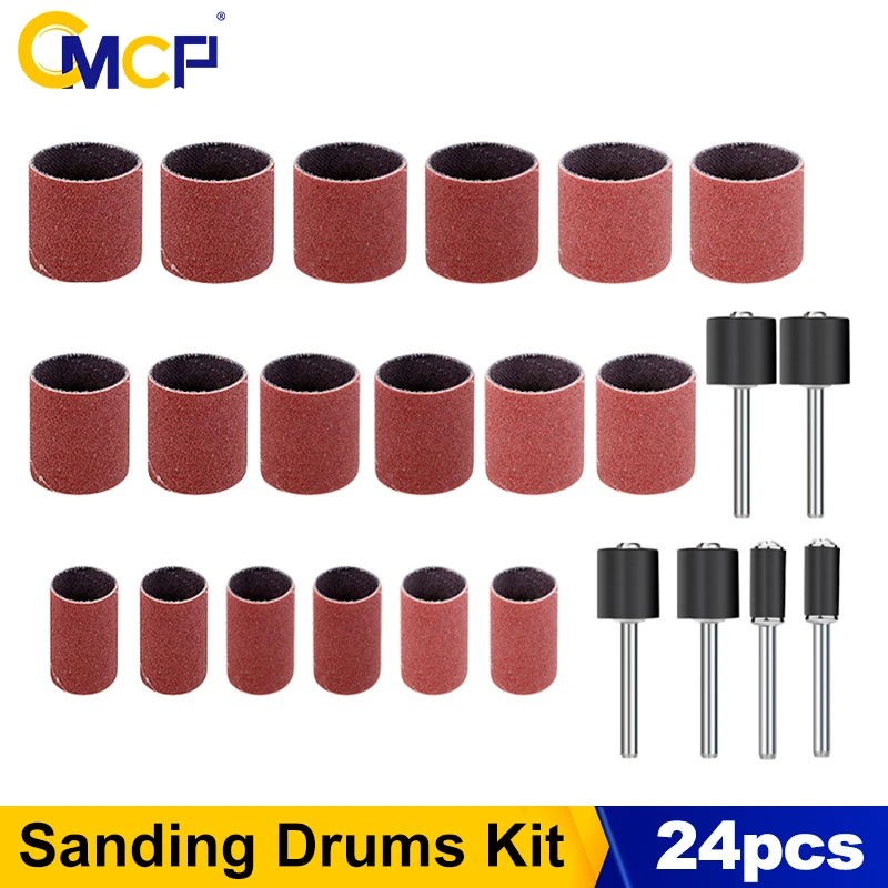 CMCP 24pcs Sanding Drum Kit 80-600 Grit Grinding Band Sleeves With Mandrels Rubber for Rotary Tool Accessories
CMCP 24pcs Sanding Drum Kit 80-600 Grit Grinding Band Sleeves With Mandrels Rubber for Rotary Tool Accessories