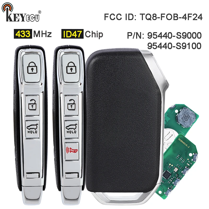 KEYECU 433MHz ID47 Chip FCC ID: TQ8-FOB-4F24 95440-S9000 95440-S9100 Smart Remote Control Key Fob for Kia Telluride 2020-2022
KEYECU 433MHz ID47 Chip FCC ID: TQ8-FOB-4F24 95440-S9000 95440-S9100 Smart Remote Control Key Fob for Kia Telluride 2020-2022