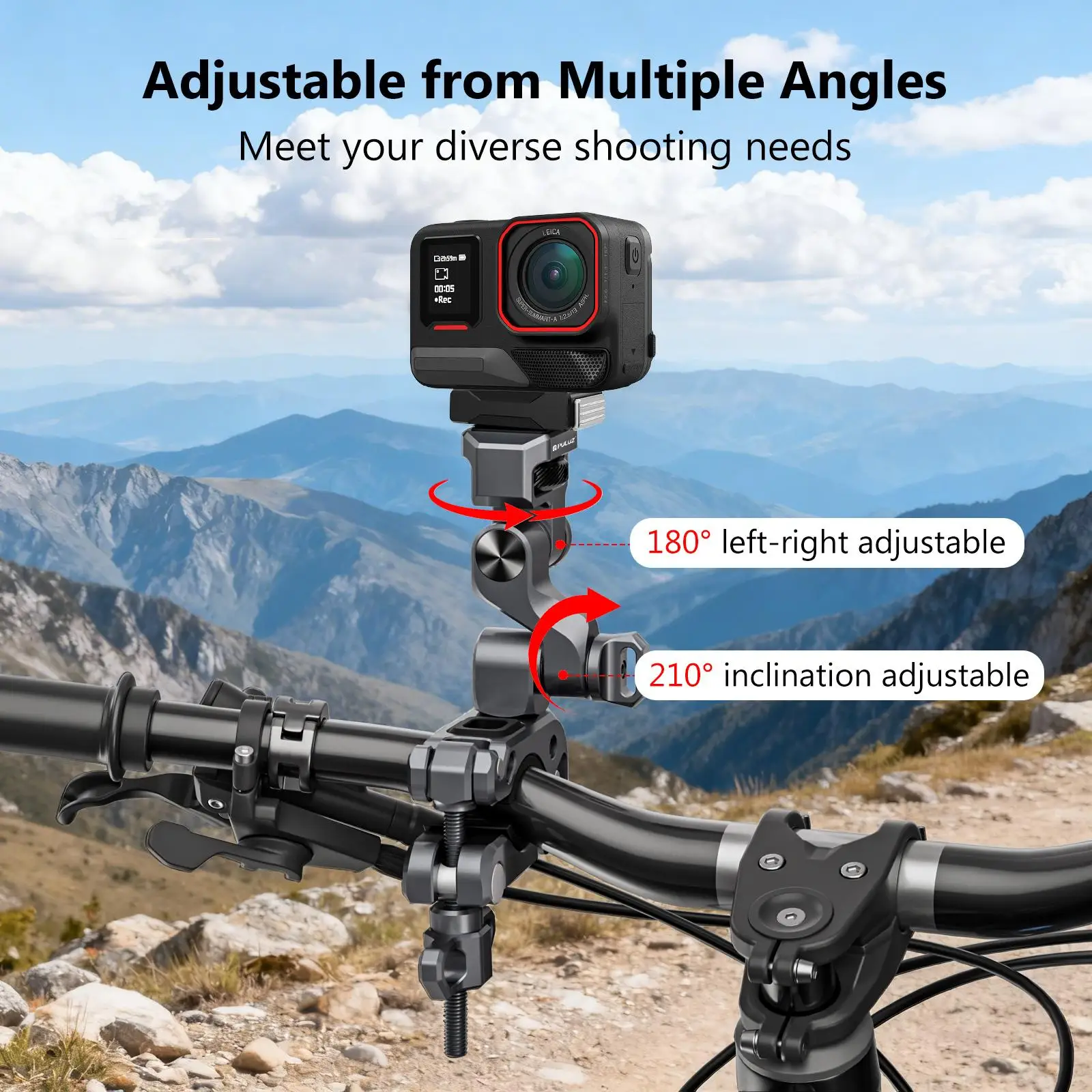 PULUZ Professional Shake-Free Stable Action Camera Bracket 3-Way Gimbal Motorcycles Bicycles Handlebar Aluminium Alloy Mount
PULUZ Professional Shake-Free Stable Action Camera Bracket 3-Way Gimbal Motorcycles Bicycles Handlebar Aluminium Alloy Mount