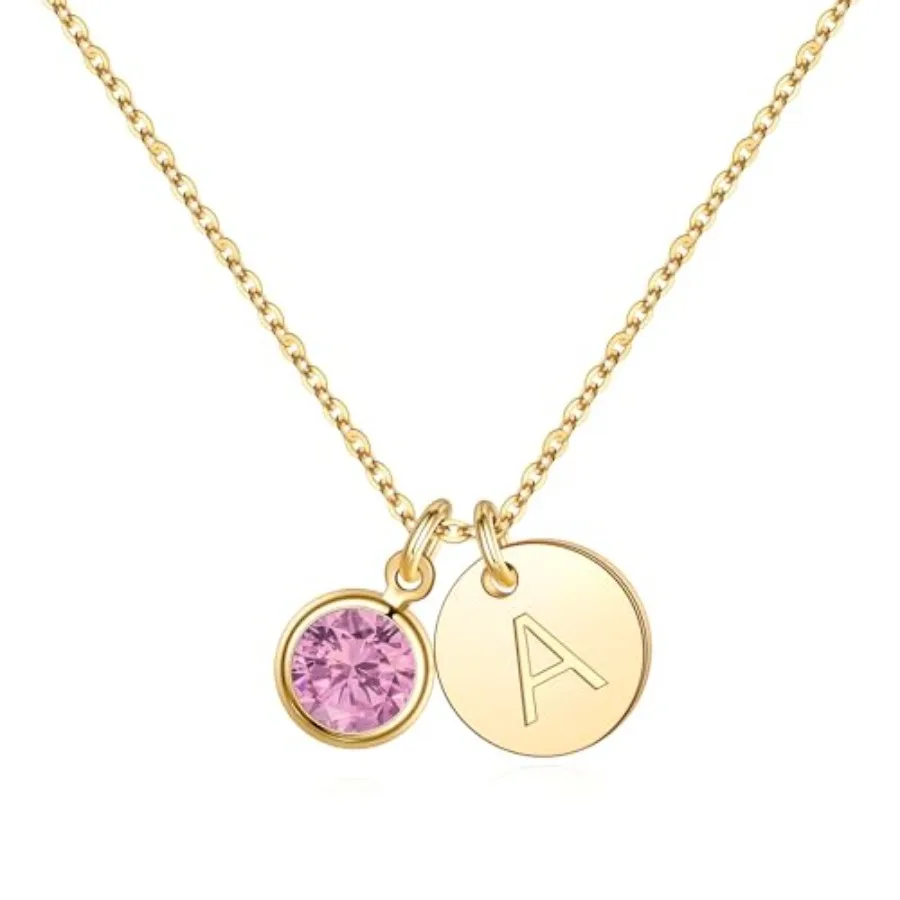 Hidepoo Initial Birthstone Necklaces for Girls Women - 14K-Gold-Plated Disc Letter Necklace Personalized Gift Birthstone Neckla
Hidepoo Initial Birthstone Necklaces for Girls Women - 14K-Gold-Plated Disc Letter Necklace Personalized Gift Birthstone Neckla