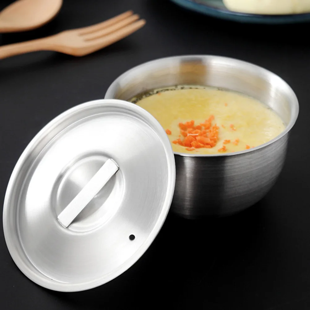 1Pcs Stainless Steel Steamed Egg Bowl O-Shape Soup Holder Quick Heat Stew Bowl Lid Handle Household Kitchenware Food 
1Pcs Stainless Steel Steamed Egg Bowl O-Shape Soup Holder Quick Heat Stew Bowl Lid Handle Household Kitchenware Food