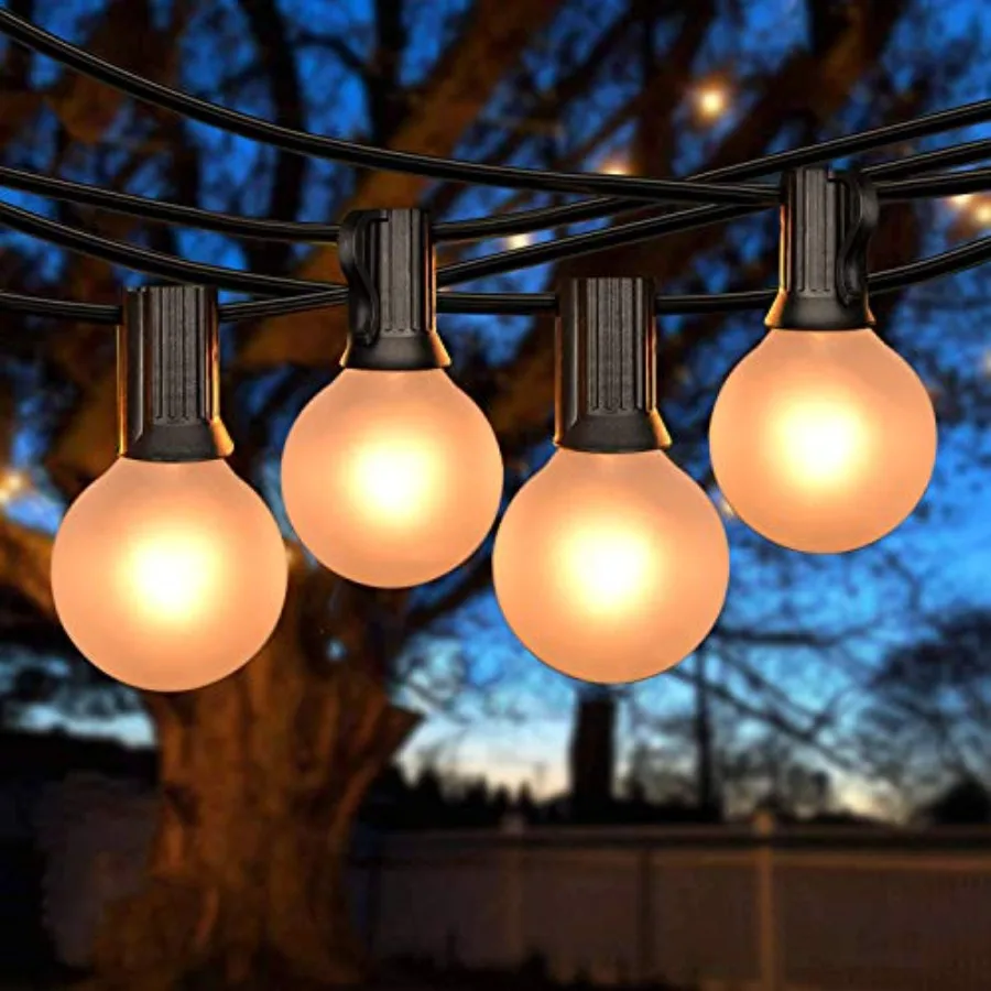 Outdoor Patio String Lights G40 with 27 Frosted White Globe Bulbs, Waterproof Connectable Hanging String Lights for Backyard Po
Outdoor Patio String Lights G40 with 27 Frosted White Globe Bulbs, Waterproof Connectable Hanging String Lights for Backyard Po