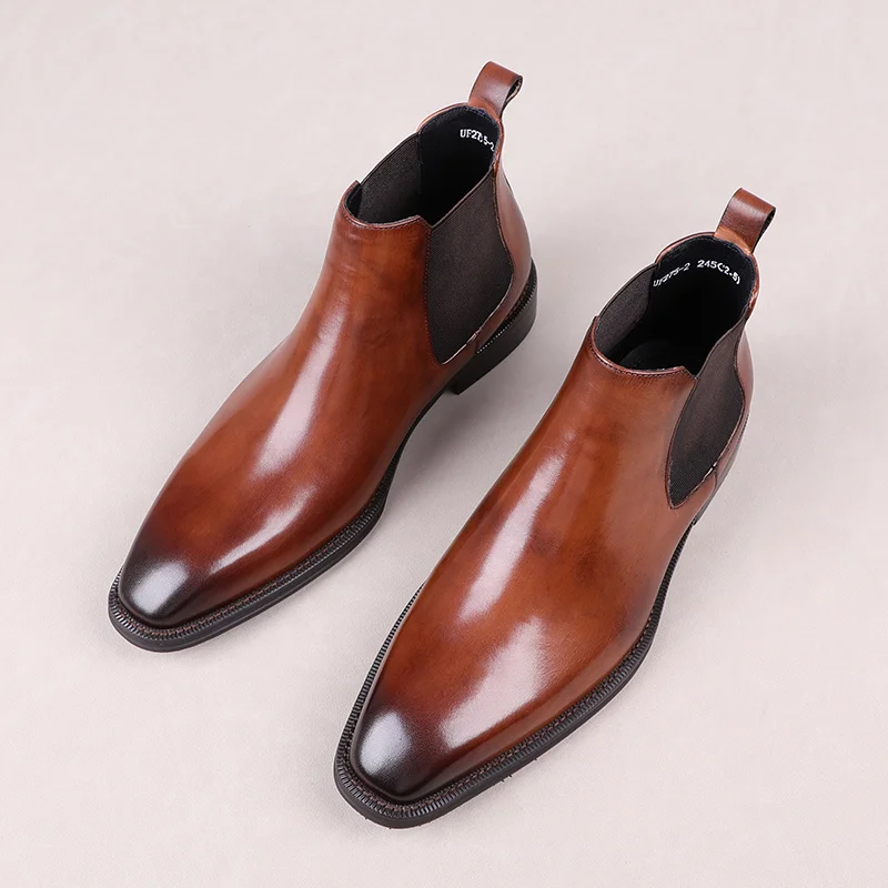 Designer Tan / Black Dress Shoes Mens Ankle Boots Genuine Leather Boots Male Business Shoes
Designer Tan / Black Dress Shoes Mens Ankle Boots Genuine Leather Boots Male Business Shoes