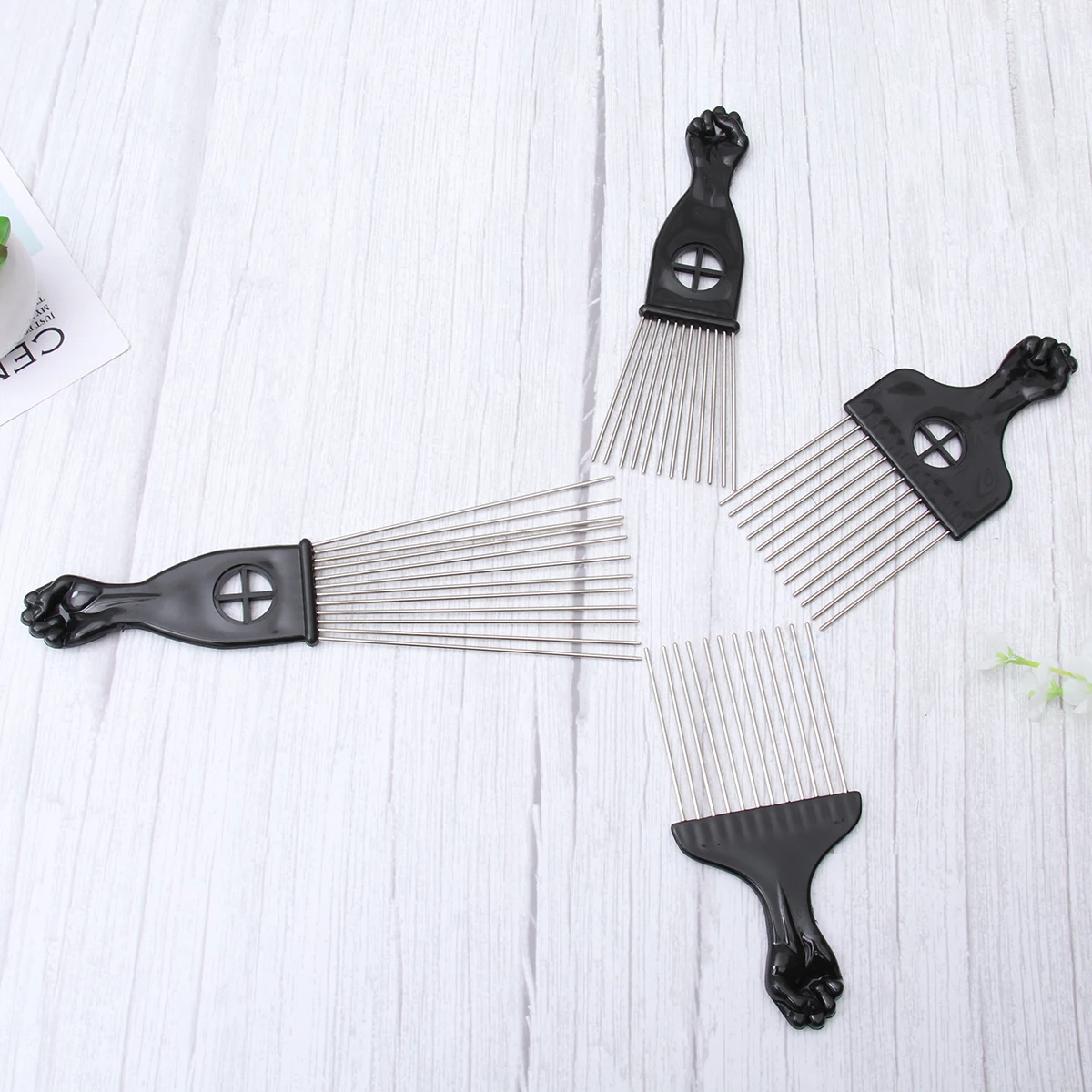 4 Pcs Manageable Hair Comb Metal Pick Lifting Fist Handle Brush Long Tooth Ergonomic
4 Pcs Manageable Hair Comb Metal Pick Lifting Fist Handle Brush Long Tooth Ergonomic