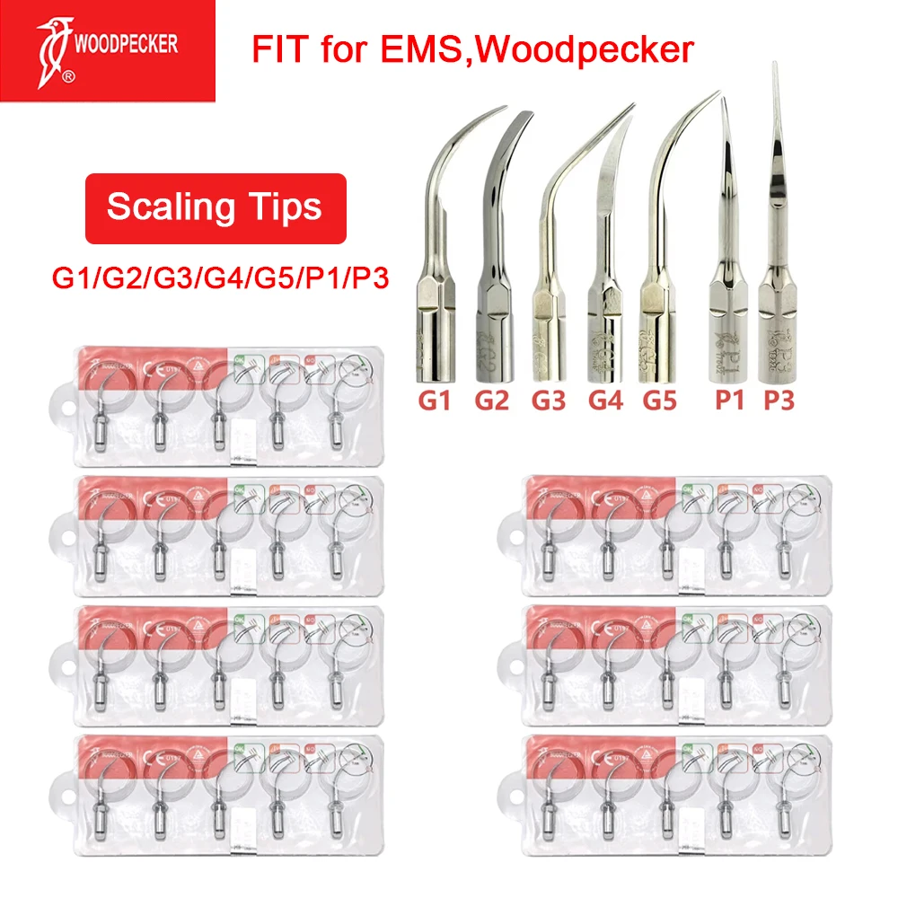 Woodpecker Dental Ultrasonic Scaler Tips 100% Original G1 G2 G3 G4 G5 P1 P3 Dental Scaler Tips Fit EMS Ultrasonic Scaler Handle
Woodpecker Dental Ultrasonic Scaler Tips 100% Original G1 G2 G3 G4 G5 P1 P3 Dental Scaler Tips Fit EMS Ultrasonic Scaler Handle