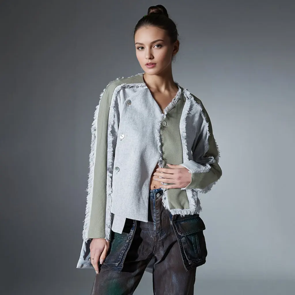 Women's High-End Asymmetrical Hem Cardigan Jacket Street Trendy Style Raw Edge Splicing Personalized Top
Women's High-End Asymmetrical Hem Cardigan Jacket Street Trendy Style Raw Edge Splicing Personalized Top