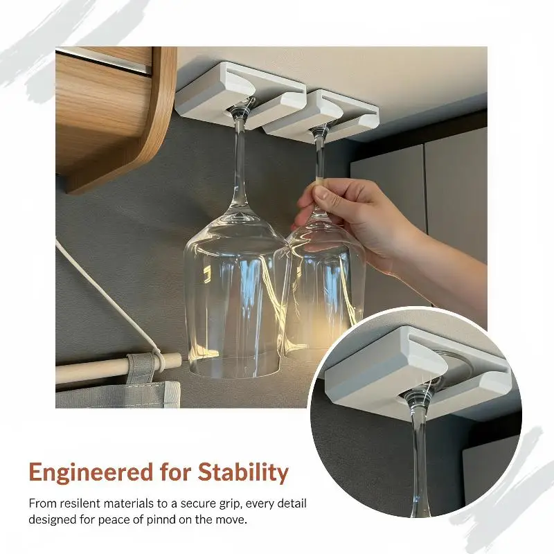 Under Cabinet Stemware Storage Rack RV Hanging Wine Glass Holder Punch-free Car Stemware Suspension Rack Camping Storage Tool
Under Cabinet Stemware Storage Rack RV Hanging Wine Glass Holder Punch-free Car Stemware Suspension Rack Camping Storage Tool