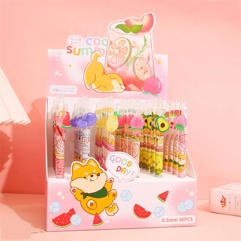 36 pcs/lot Creative Fruit Press Gel Pen Cute 0.5mm Black Ink Signature Pens Stationery Gift School Writing Supplies
36 pcs/lot Creative Fruit Press Gel Pen Cute 0.5mm Black Ink Signature Pens Stationery Gift School Writing Supplies