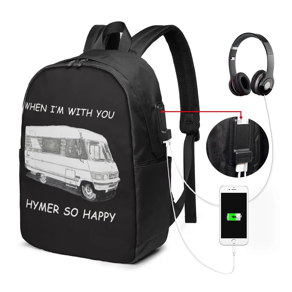 "when I'm With You Hymer So Happy" Hymer Designs Backpack Travel Notebook Bag Computer College Student School Bag Laptop
"when I'm With You Hymer So Happy" Hymer Designs Backpack Travel Notebook Bag Computer College Student School Bag Laptop