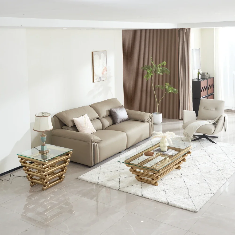Modern Stainless Steel Coffee Table Set (Set of 2), Clear Tempered Glass Tabletop, Coffee Table & End Side Table for Living Room
Modern Stainless Steel Coffee Table Set (Set of 2), Clear Tempered Glass Tabletop, Coffee Table & End Side Table for Living Room