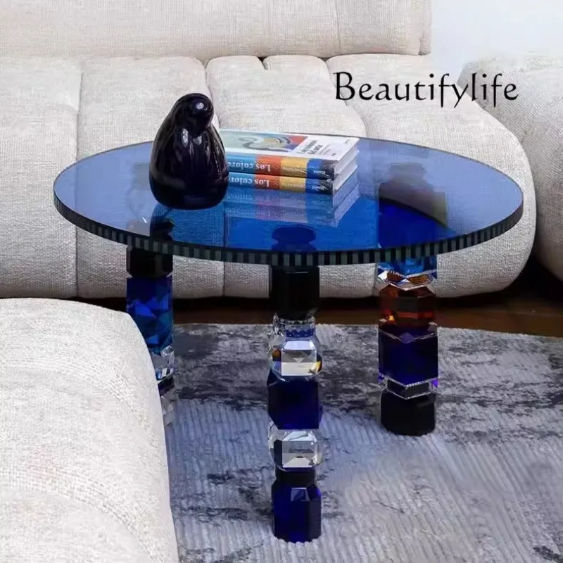 X Italian Light Luxury Round Tempered Glass Coffee Table Combination Colored Crystal Edge Table Living Room Household Coffee Tab
X Italian Light Luxury Round Tempered Glass Coffee Table Combination Colored Crystal Edge Table Living Room Household Coffee Tab