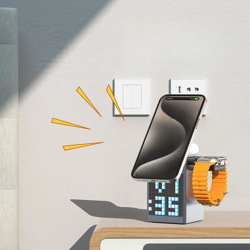 Bluetooth speaker, wireless charger all-in-one, speaker magnetic desktop mobile phone holder, earphone watch, charging base
Bluetooth speaker, wireless charger all-in-one, speaker magnetic desktop mobile phone holder, earphone watch, charging base