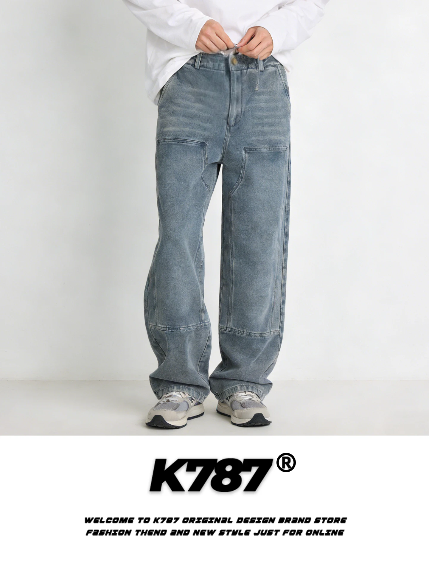 K787 American Retro Waed Casual Jeans Men Women Loose Trendy Wide Leg Floor-Length Pants Straight Leg Cotton Polyester
K787 American Retro Waed Casual Jeans Men Women Loose Trendy Wide Leg Floor-Length Pants Straight Leg Cotton Polyester