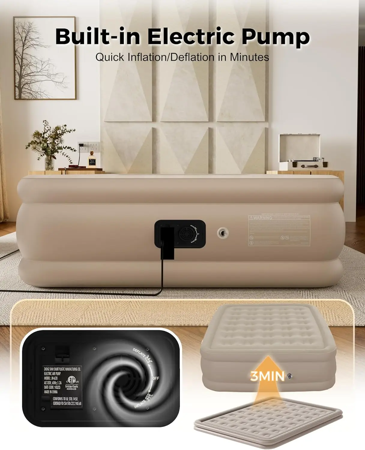 Portable Inflatable Mattress with Built-in Air Pump for Home Travel and Outdoor Camping
Portable Inflatable Mattress with Built-in Air Pump for Home Travel and Outdoor Camping