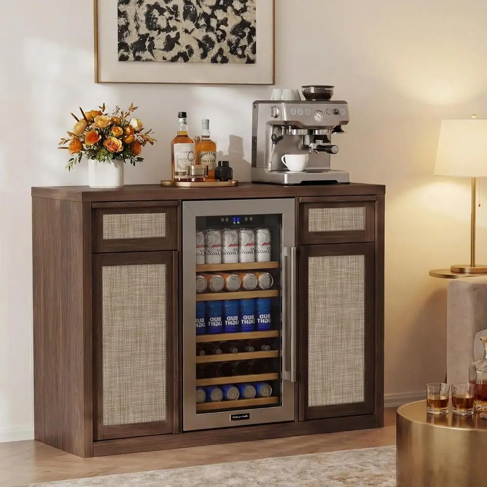 Mini Ridge Space Coffee Bar Cabinet with Adjustable Shelves, Wine Storage, Solid Wood Handles, and Wine Glass Holder
Mini Ridge Space Coffee Bar Cabinet with Adjustable Shelves, Wine Storage, Solid Wood Handles, and Wine Glass Holder