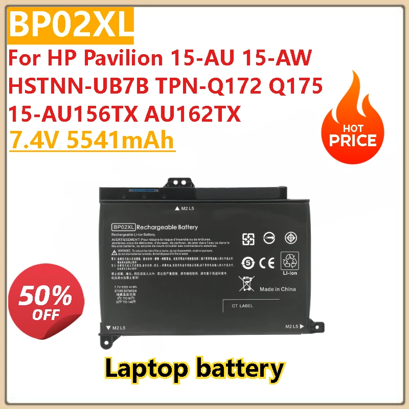 Brand New High Quality 7.4V 5541mAh BP02XL for HP Pavilion 15-AU 15-AW HSTNN-UB7B TPN-Q172 Q175 15-AU156TX AU162TX
Brand New High Quality 7.4V 5541mAh BP02XL for HP Pavilion 15-AU 15-AW HSTNN-UB7B TPN-Q172 Q175 15-AU156TX AU162TX