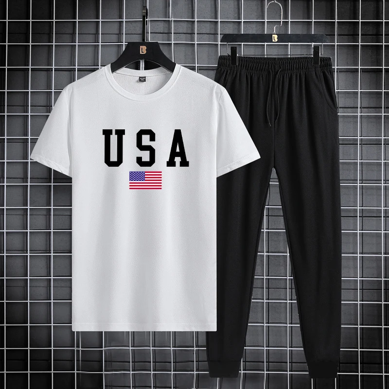 Summer new men's round neck quick drying casual sports and fitness breathable short sleeved+long pants set, two-piece set
Summer new men's round neck quick drying casual sports and fitness breathable short sleeved+long pants set, two-piece set