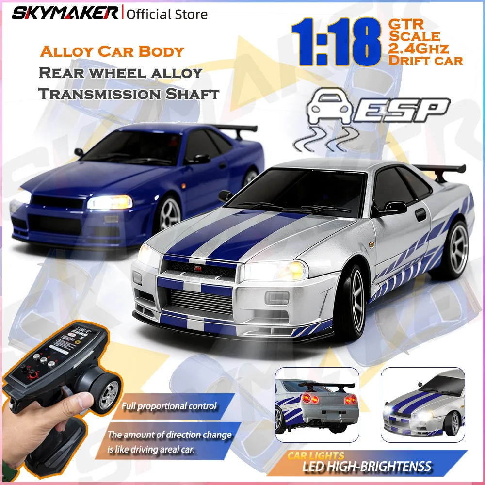 1/18 GTR R34 RWD RC Drift Car LDRC LD1899 2.4G ESP Gyro Alloy Metal Body LED Simulation Headlight Hobby RTR Racing RC Car Toy
1/18 GTR R34 RWD RC Drift Car LDRC LD1899 2.4G ESP Gyro Alloy Metal Body LED Simulation Headlight Hobby RTR Racing RC Car Toy