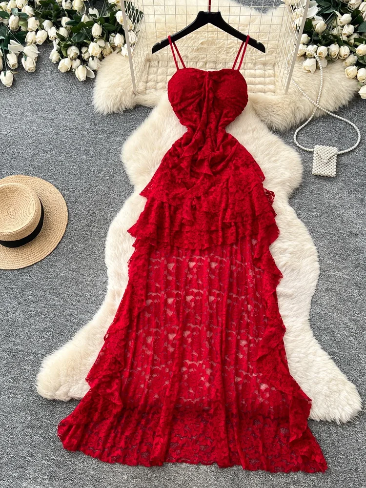 Romantic Lace Off-Shoulder A-Line Dress Women Summer Slimming Pleated Waist Chiffon Fabric Korean Style Commute Suitable
Romantic Lace Off-Shoulder A-Line Dress Women Summer Slimming Pleated Waist Chiffon Fabric Korean Style Commute Suitable