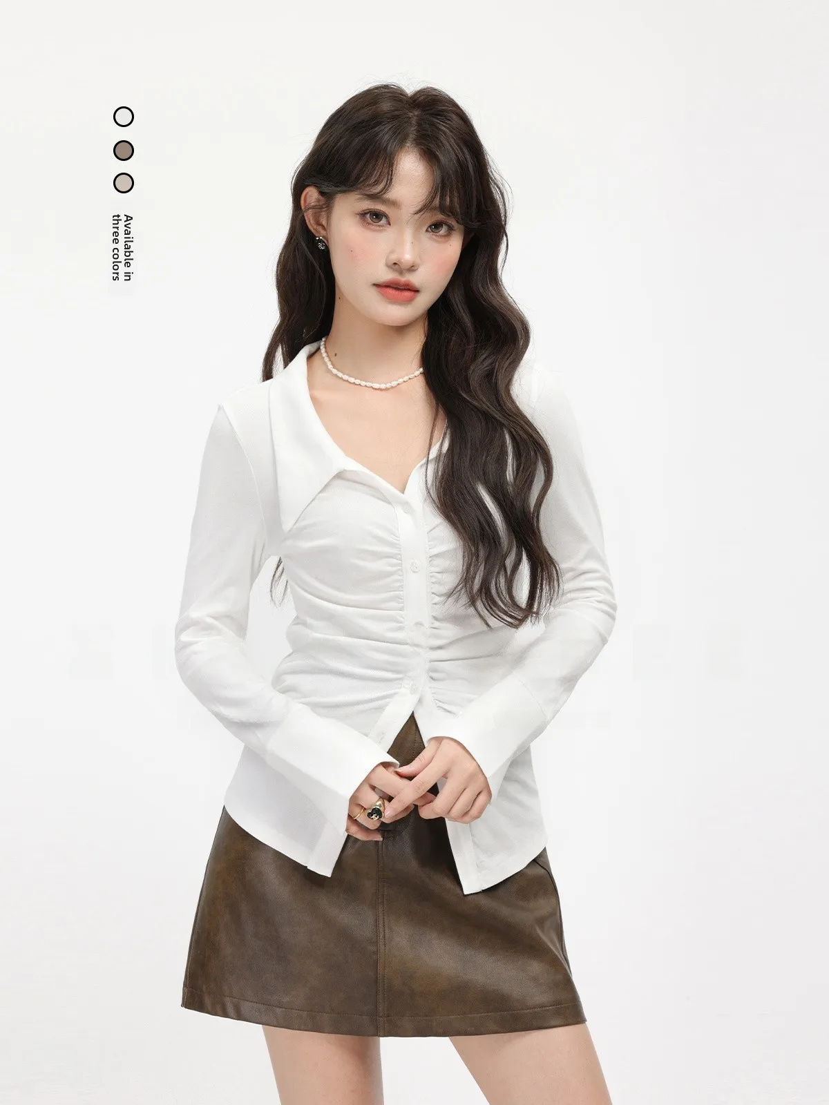 Slim Fit Pure Color Fold Collar Knitted Shirt Early Autumn Fashionable Shoulder T-Shirt Xinmon Versatile Simple Design
Slim Fit Pure Color Fold Collar Knitted Shirt Early Autumn Fashionable Shoulder T-Shirt Xinmon Versatile Simple Design