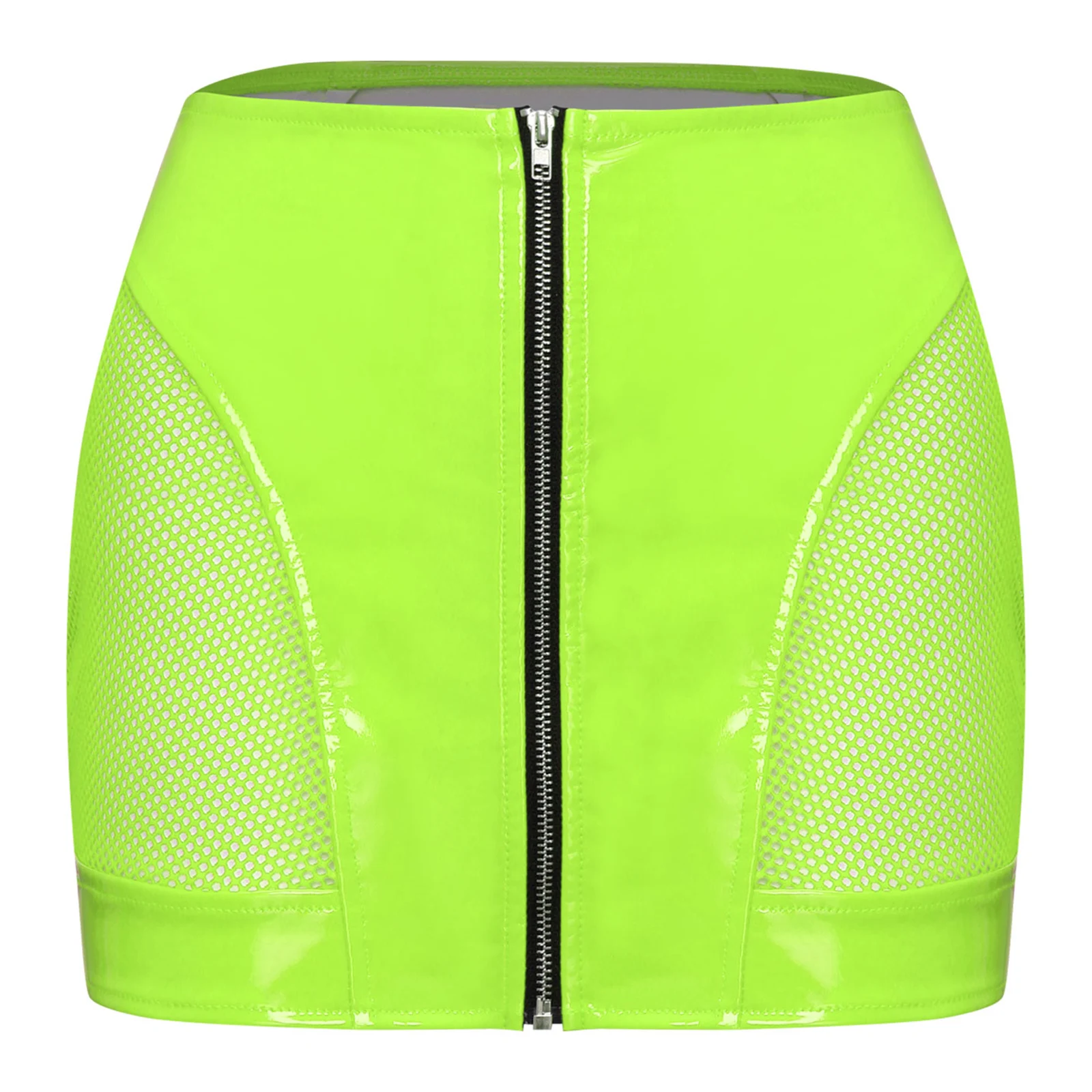 Women Sexy Glossy PU Miniskirt Side Sheer Mesh Front Zipper High Waist Wet Look Skirt Clubwear for Carnivals Party Birthday
Women Sexy Glossy PU Miniskirt Side Sheer Mesh Front Zipper High Waist Wet Look Skirt Clubwear for Carnivals Party Birthday