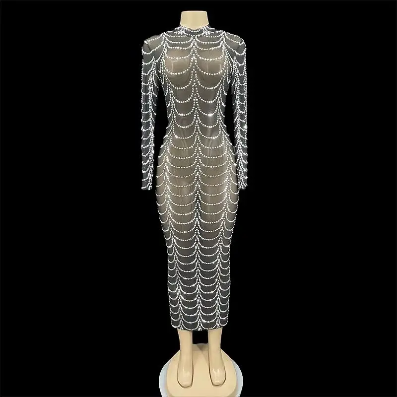 Black Mesh Sparkly Silver Rhinestones Transparent Dress Women Evening Birthday Celebrate Dance Costume Show Outfit Wear
Black Mesh Sparkly Silver Rhinestones Transparent Dress Women Evening Birthday Celebrate Dance Costume Show Outfit Wear