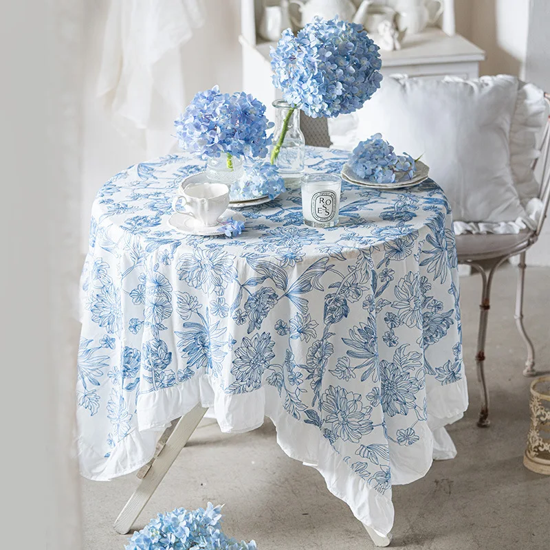 Pure Cotton Blue and White Porcelain Tablecloth French Waterproof Table Mat with Flounces Luxury Embroidered Dining Table Decor
Pure Cotton Blue and White Porcelain Tablecloth French Waterproof Table Mat with Flounces Luxury Embroidered Dining Table Decor