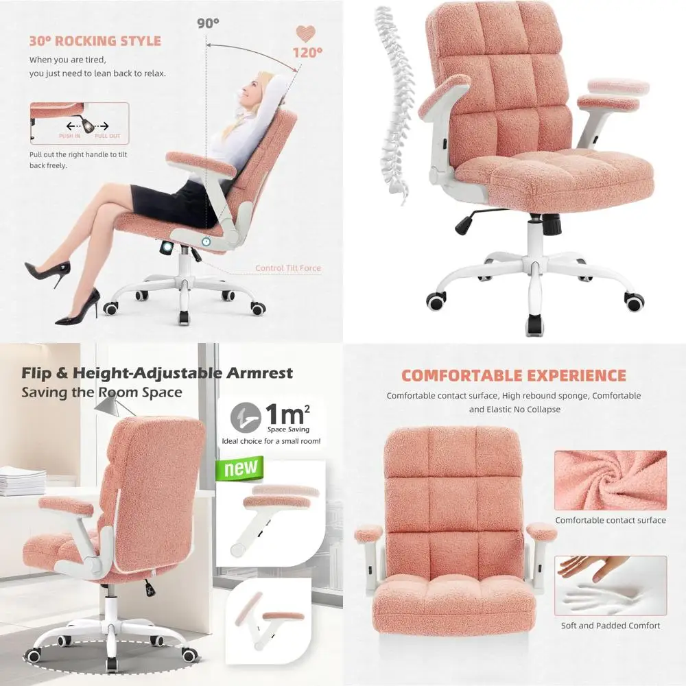 Ergonomic Pink Faux Fur Executive Desk Chair with Flip-up Arms and Lumbar Support
Ergonomic Pink Faux Fur Executive Desk Chair with Flip-up Arms and Lumbar Support
