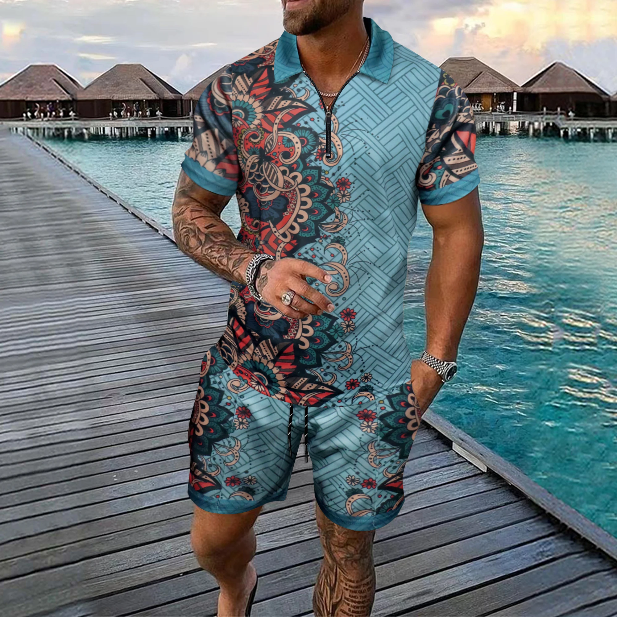 2025 New Summer Men's Loose Fashion Print Casual Mixed Short-sleeved T-shirt And Shorts Set Tracksuit Men Roupas Masculinas 
2025 New Summer Men's Loose Fashion Print Casual Mixed Short-sleeved T-shirt And Shorts Set Tracksuit Men Roupas Masculinas