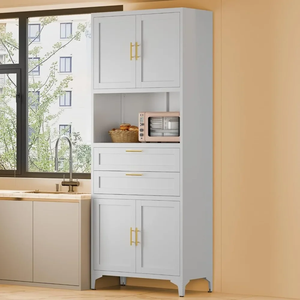 75" Tall Metal Storage Cabinet, Pantry Storage Cabinet with 2 Drawers and Open Space, Kitchen Cupboard with Adjustable Shelves
75" Tall Metal Storage Cabinet, Pantry Storage Cabinet with 2 Drawers and Open Space, Kitchen Cupboard with Adjustable Shelves