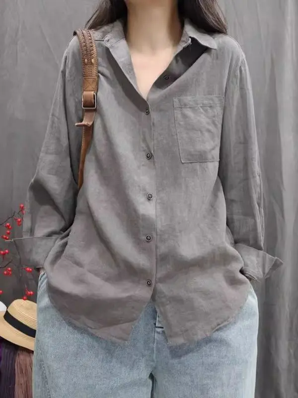 Retro Cotton Linen Washed out Dye Long Sleeve Shirt Artistic Casual Loose Fit All Season Women's Fashion Classic Style Button up
Retro Cotton Linen Washed out Dye Long Sleeve Shirt Artistic Casual Loose Fit All Season Women's Fashion Classic Style Button up