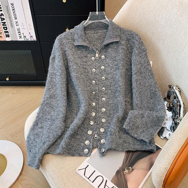 Vintage Knitted Sweater Coat Women Autumn Winter Cardigan Luxury High-end Designer Clothing Double Zip Jacket Long Sleeve Tops
Vintage Knitted Sweater Coat Women Autumn Winter Cardigan Luxury High-end Designer Clothing Double Zip Jacket Long Sleeve Tops