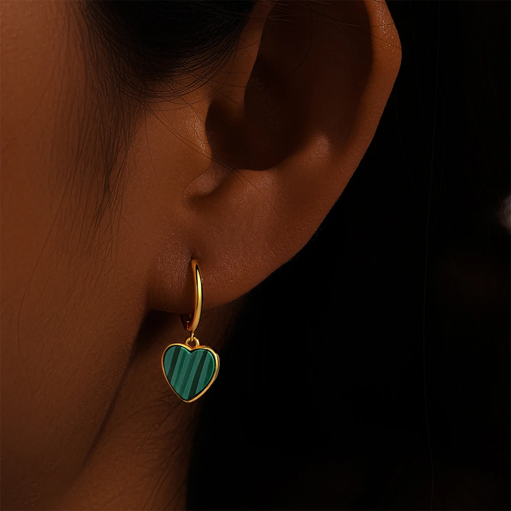 CANNER 925 Sterling Silver Heart-shaped Malachite Drop Earrings For Women Minimalism Ins Earrings Fine Jewelry Party Gift
CANNER 925 Sterling Silver Heart-shaped Malachite Drop Earrings For Women Minimalism Ins Earrings Fine Jewelry Party Gift