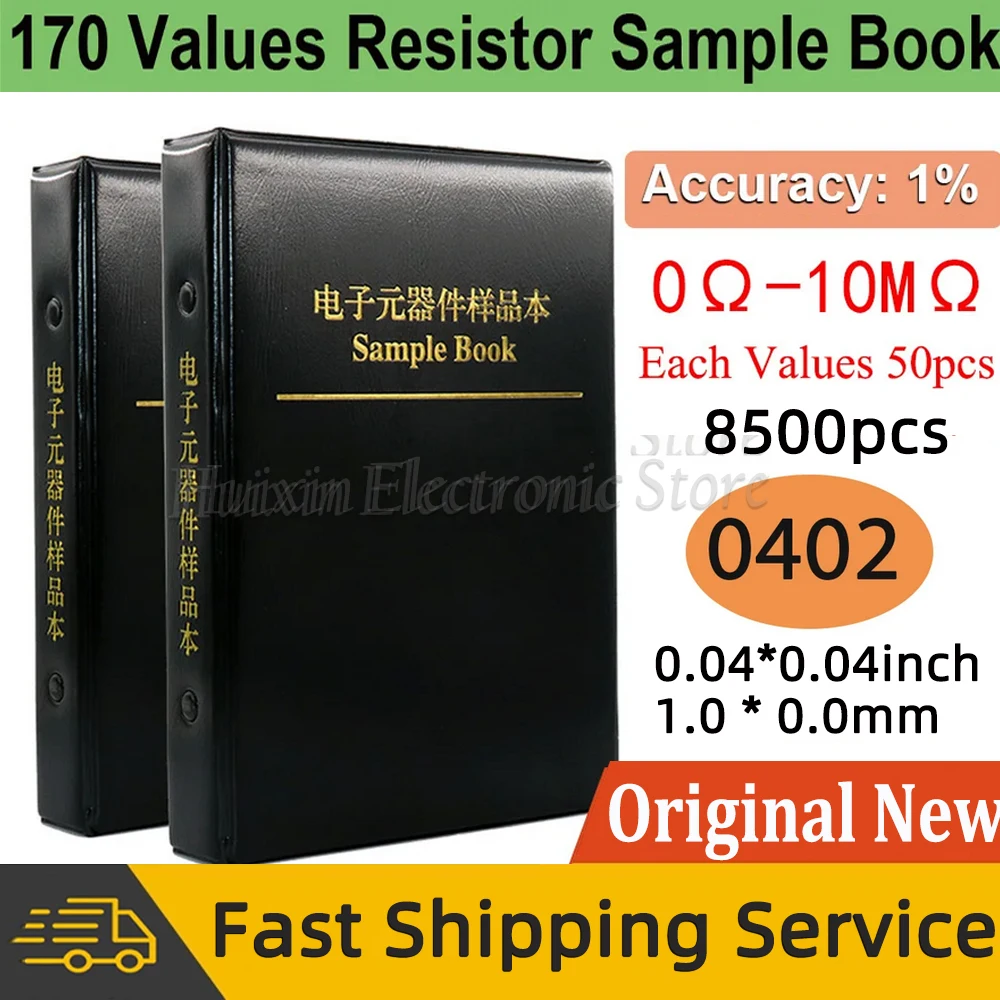 8500PCS 170 Values 0402 Resistor Assortment Kit Chip SMD Sample Book Accuracy 1% Each Values 50pcs 0-10M Ohm 0R~10M Resistors
8500PCS 170 Values 0402 Resistor Assortment Kit Chip SMD Sample Book Accuracy 1% Each Values 50pcs 0-10M Ohm 0R~10M Resistors