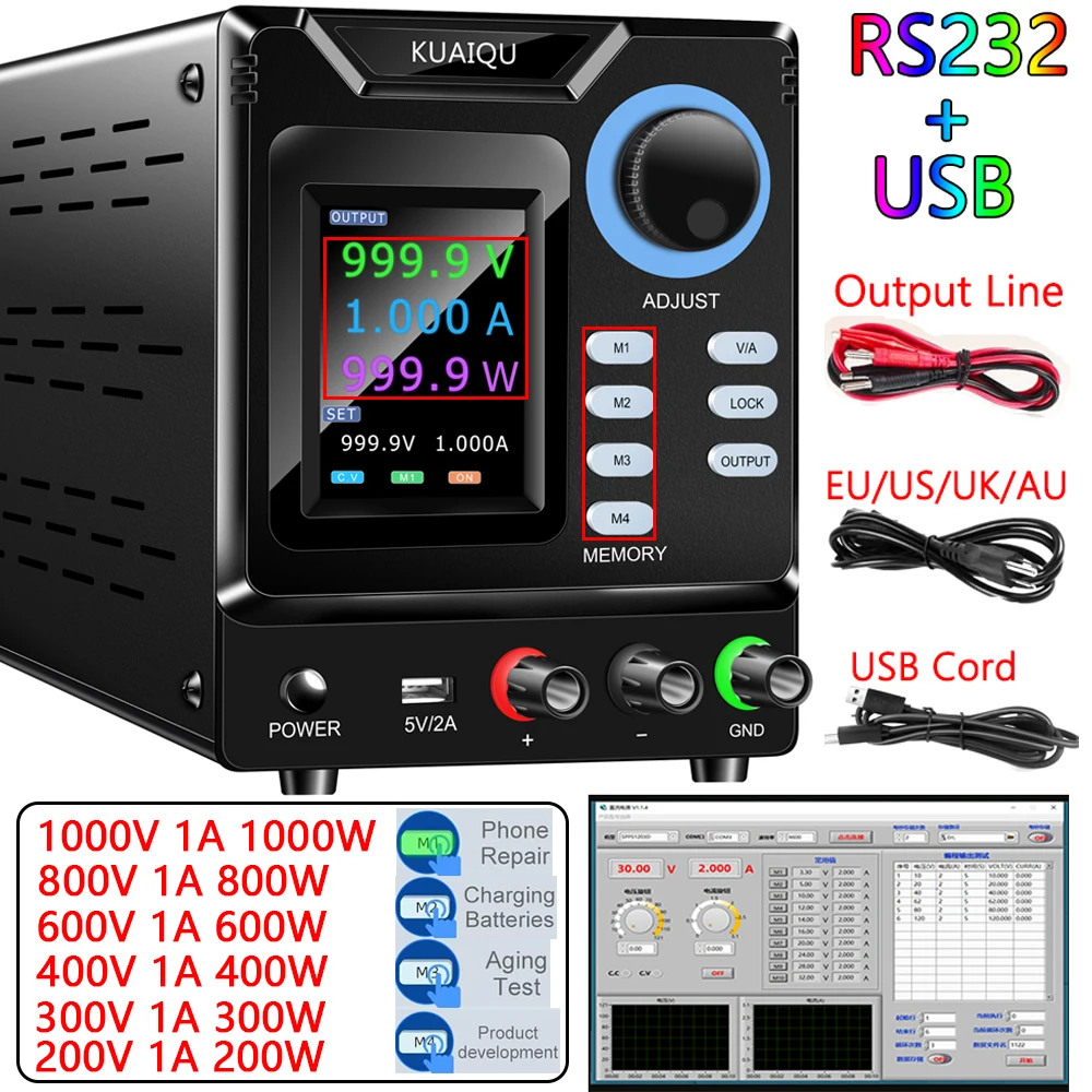 1000V 1A DC Power Supply High Voltage Programmed Adjustable Laboratory Power Supplies With RS232 USB For Repair Charging Test
1000V 1A DC Power Supply High Voltage Programmed Adjustable Laboratory Power Supplies With RS232 USB For Repair Charging Test
