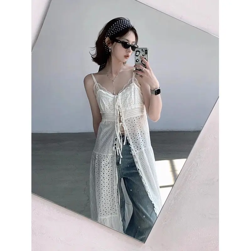 Gagarich White Lace Border Shirt Dress Women Summer Layered Lace Up Hollowed Out Waist Cinching Suspender Long Dresses
Gagarich White Lace Border Shirt Dress Women Summer Layered Lace Up Hollowed Out Waist Cinching Suspender Long Dresses