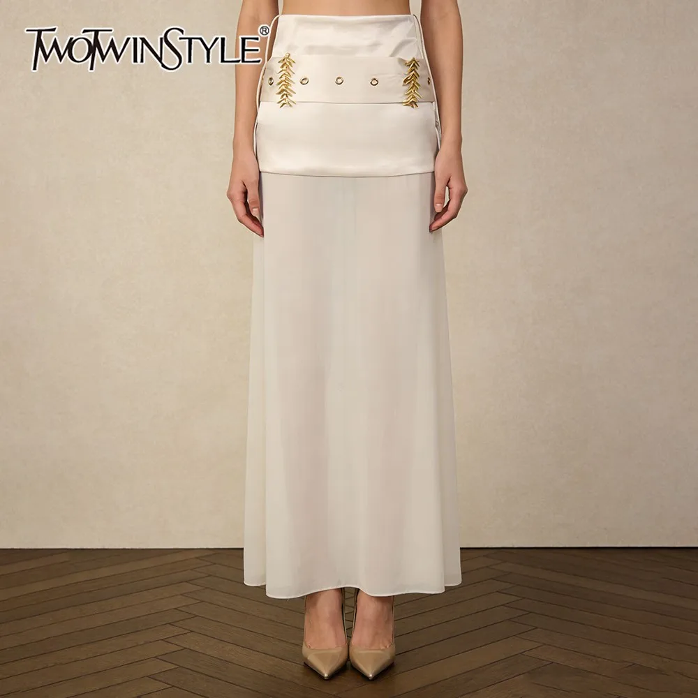 TWOTWINSTYLE Apricot Spliced Sashes Chic Skirt Female High Waist Loose Elegant Temperament Women's Long Skirts Autumn Fashion
TWOTWINSTYLE Apricot Spliced Sashes Chic Skirt Female High Waist Loose Elegant Temperament Women's Long Skirts Autumn Fashion