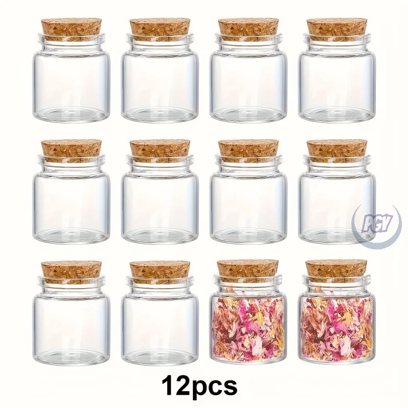 12pcs 50ml Transparent Circular Jars Container For DIY Crafts Storage Mini Glass Bottles With Cork Stoppers Wedding Parties Gift
12pcs 50ml Transparent Circular Jars Container For DIY Crafts Storage Mini Glass Bottles With Cork Stoppers Wedding Parties Gift