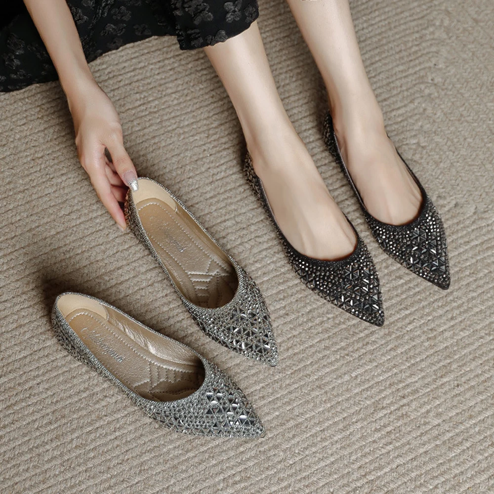 Women's Flats Comfortable Pointed Rhinestone Ballet Flats Soft Memory Foam Insole for Women Sparkle Elegant Dress Shoes
Women's Flats Comfortable Pointed Rhinestone Ballet Flats Soft Memory Foam Insole for Women Sparkle Elegant Dress Shoes