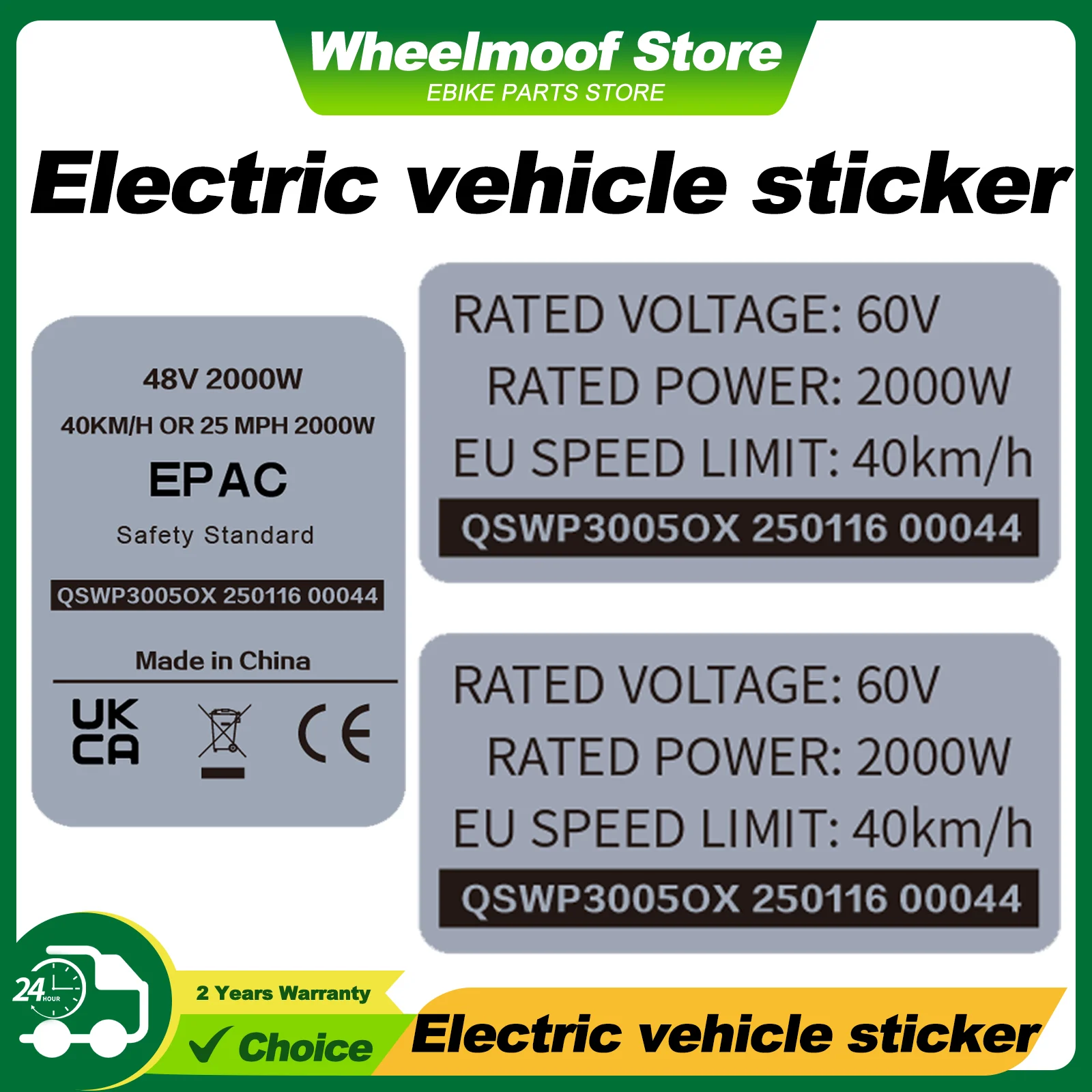 Stickers for 48V/60V 2000W Electric Motorcycles - EPAC/ EU Speed Limit Models, CE & UKCA Certified, High - Quality Decals!
Stickers for 48V/60V 2000W Electric Motorcycles - EPAC/ EU Speed Limit Models, CE & UKCA Certified, High - Quality Decals!