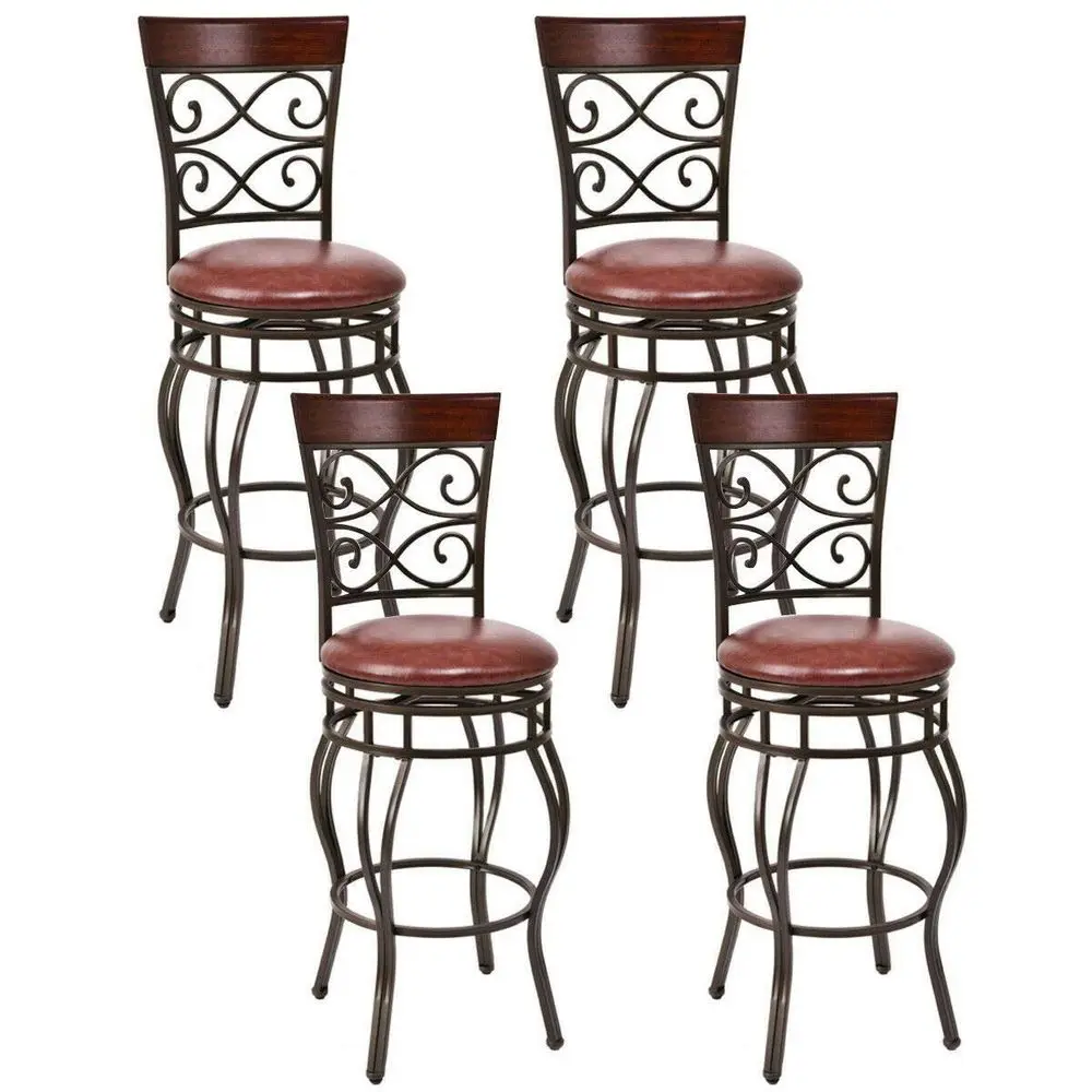 Bar Stools Set of 4, 360 Degree Swivel, 30 Bar Height Bar stools, with Leather Padded Seat Bistro Dining Kitchen Pub Metal Vint
Bar Stools Set of 4, 360 Degree Swivel, 30 Bar Height Bar stools, with Leather Padded Seat Bistro Dining Kitchen Pub Metal Vint