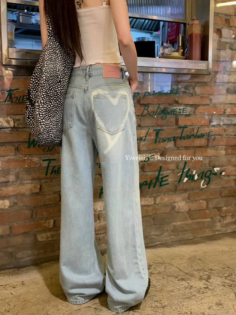 Slergiri Summer heart print washing straight jeans streetwear women korean fashion vintage loose high waist wide-leg trousers
Slergiri Summer heart print washing straight jeans streetwear women korean fashion vintage loose high waist wide-leg trousers