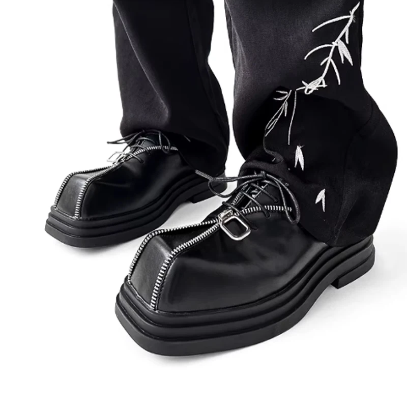 Men's Zipper Design Chunky Platform Square Toe Derby Shoes Punk Style Leather Shoes Black Non-Slip Elevator Shoes for Men
Men's Zipper Design Chunky Platform Square Toe Derby Shoes Punk Style Leather Shoes Black Non-Slip Elevator Shoes for Men