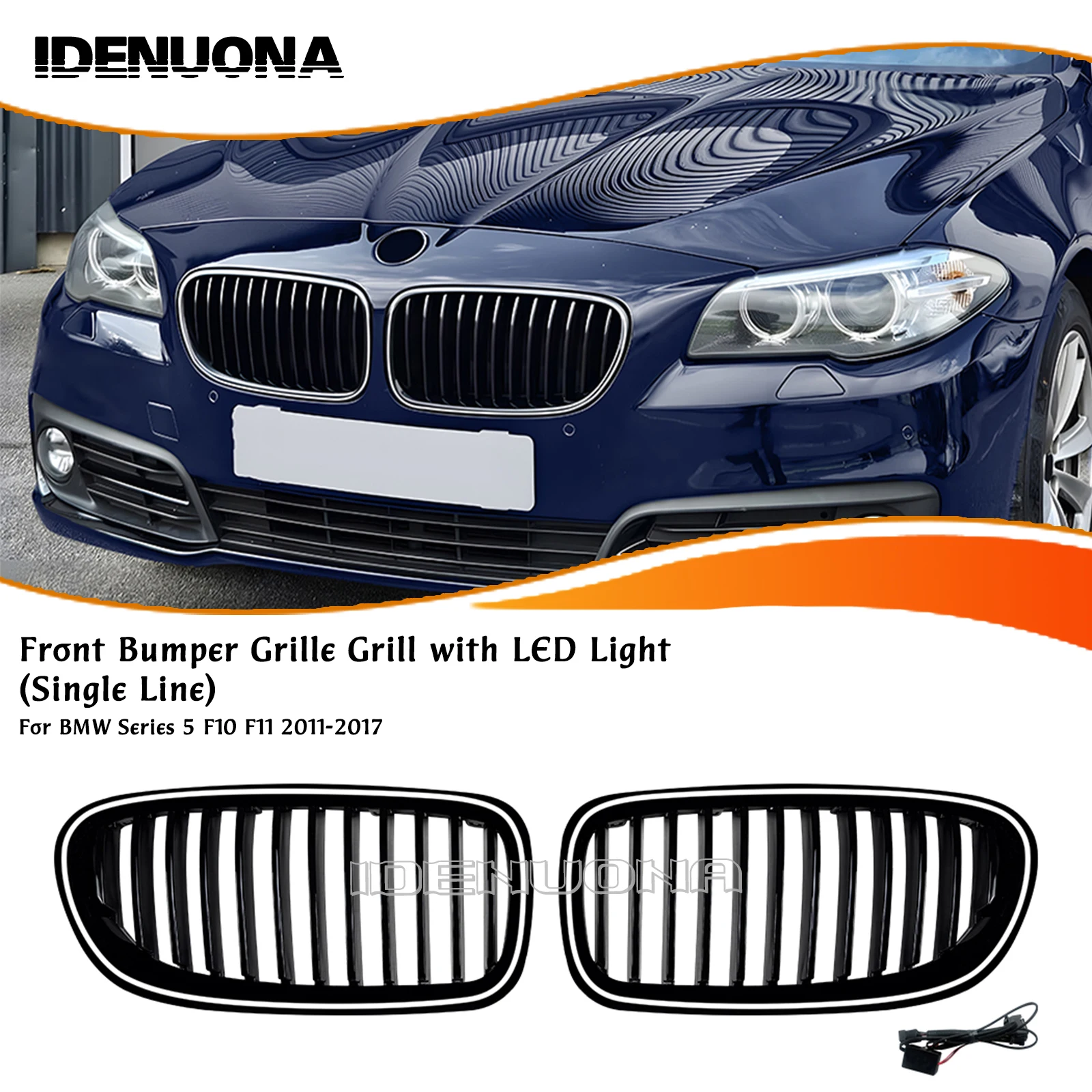Front Kidney Grille Grill Upper Bumper Hood Mesh Grid W/ LED Light For BMW 5 Series F10 F11 520i 525i 528i 530i 535i 550i 11-17
Front Kidney Grille Grill Upper Bumper Hood Mesh Grid W/ LED Light For BMW 5 Series F10 F11 520i 525i 528i 530i 535i 550i 11-17