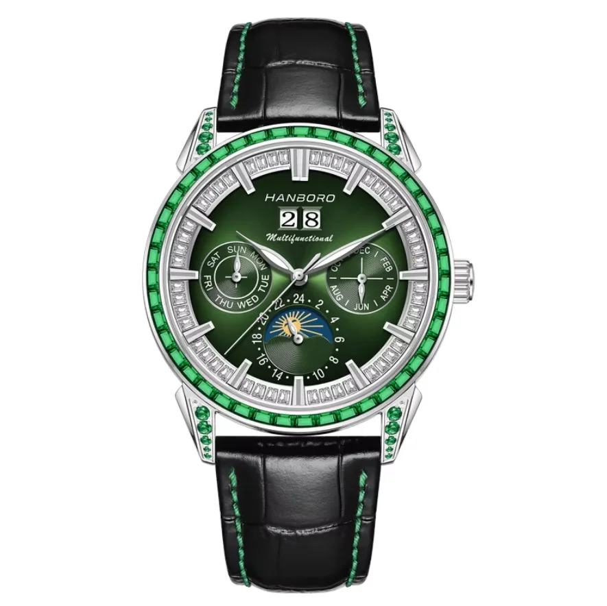 HANBORO Men Automatic Watch 41.5mm Mechanical Wristwatch Waterproof Sapphire Mirror Multi-Dial Week Month Date 24 Hours
HANBORO Men Automatic Watch 41.5mm Mechanical Wristwatch Waterproof Sapphire Mirror Multi-Dial Week Month Date 24 Hours