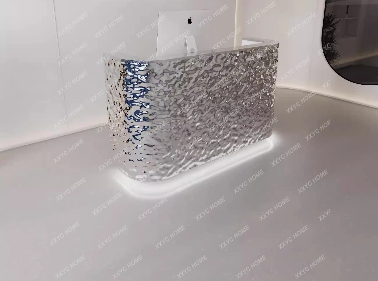 Stainless steel checkout page curved water ripple bar counter store small commercial reception desk
Stainless steel checkout page curved water ripple bar counter store small commercial reception desk