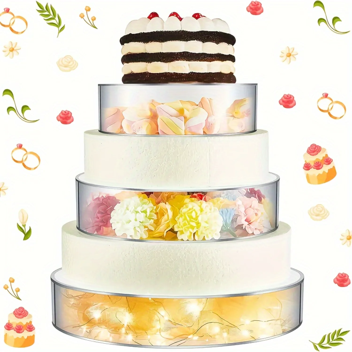 Acrylic Cake Stand, Transparent Circle Display With DIY Fillable Layers, Stackable For Wedding, Birthday, Party Table Decor, Par
Acrylic Cake Stand, Transparent Circle Display With DIY Fillable Layers, Stackable For Wedding, Birthday, Party Table Decor, Par