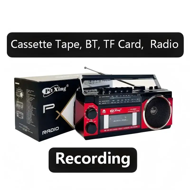 PX-250BT Portable BT Speaker With TF Card USB 257*98*120MM Radio/Recording FM/AM/SW 3-band Radio Reception Play Cassette Tapes
PX-250BT Portable BT Speaker With TF Card USB 257*98*120MM Radio/Recording FM/AM/SW 3-band Radio Reception Play Cassette Tapes