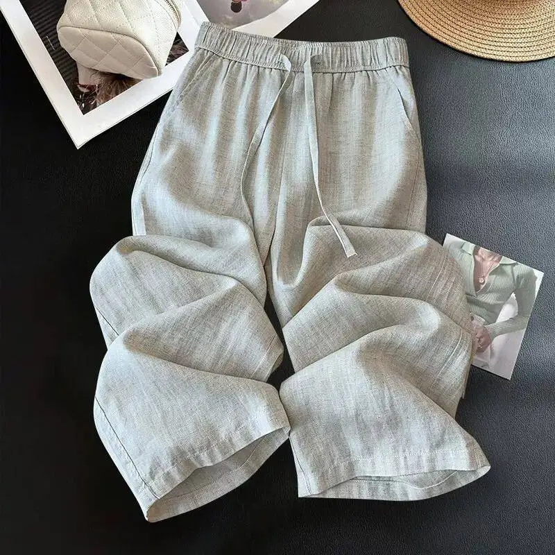 Summer Large Size 2026 New Hong Kong Style Linen Anti-Wrinkle Wide Leg Pants Men Loose Straight Long Pants Casual Wear
Summer Large Size 2026 New Hong Kong Style Linen Anti-Wrinkle Wide Leg Pants Men Loose Straight Long Pants Casual Wear