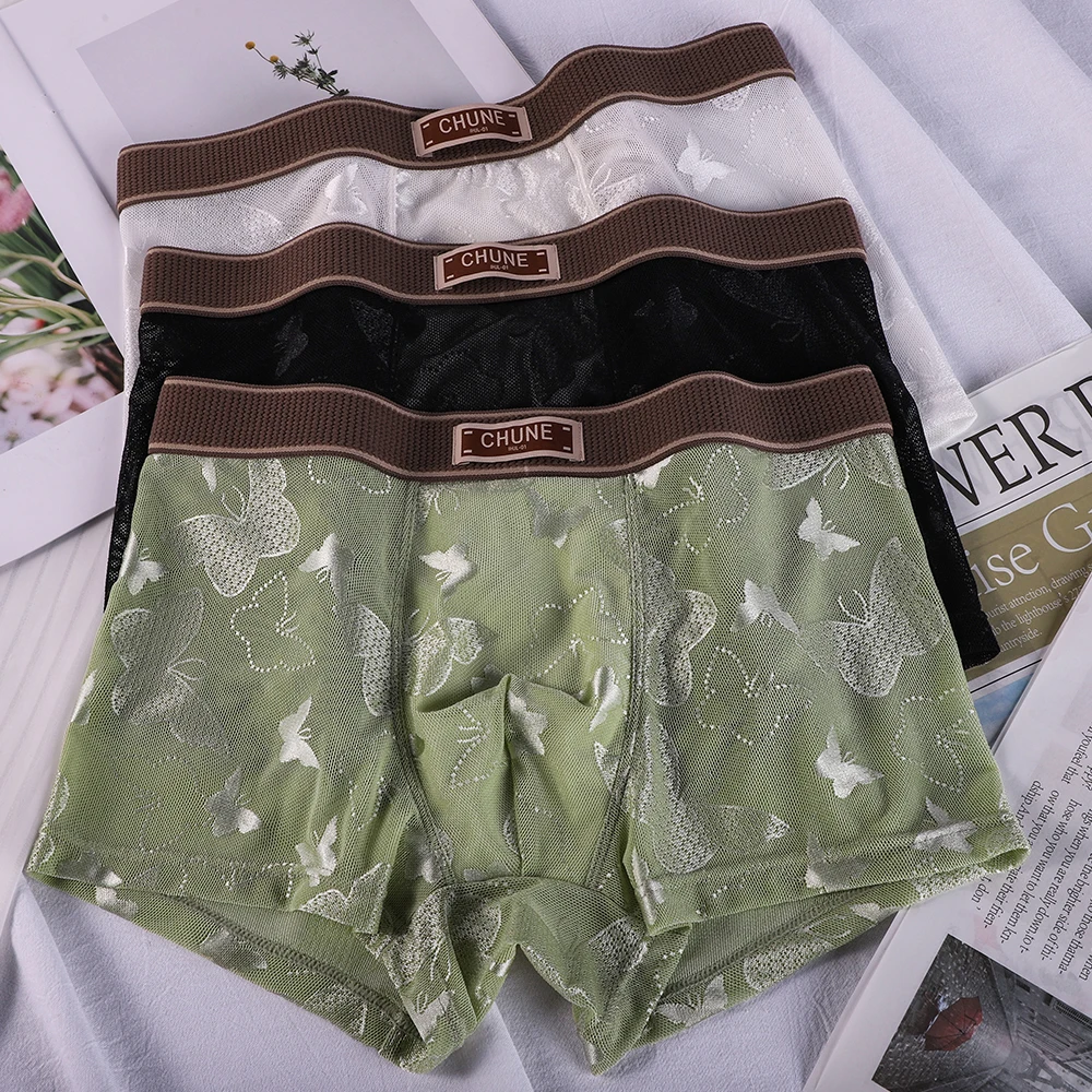 1/3PCS Sexy See-through Ice Silk Men's Panties Solid Knit Butterfly Pattern Underpants Cooling Breathable Mesh Underwear for Man
1/3PCS Sexy See-through Ice Silk Men's Panties Solid Knit Butterfly Pattern Underpants Cooling Breathable Mesh Underwear for Man